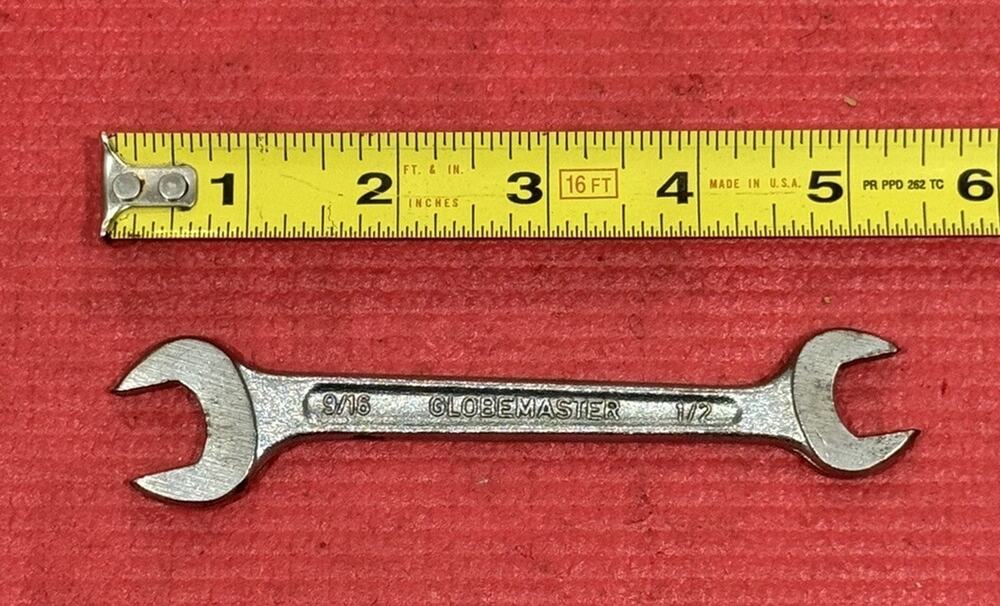 Vintage Globemaster Tools SAE 9/16" X 1/2" Open-End Wrench Made in Germany